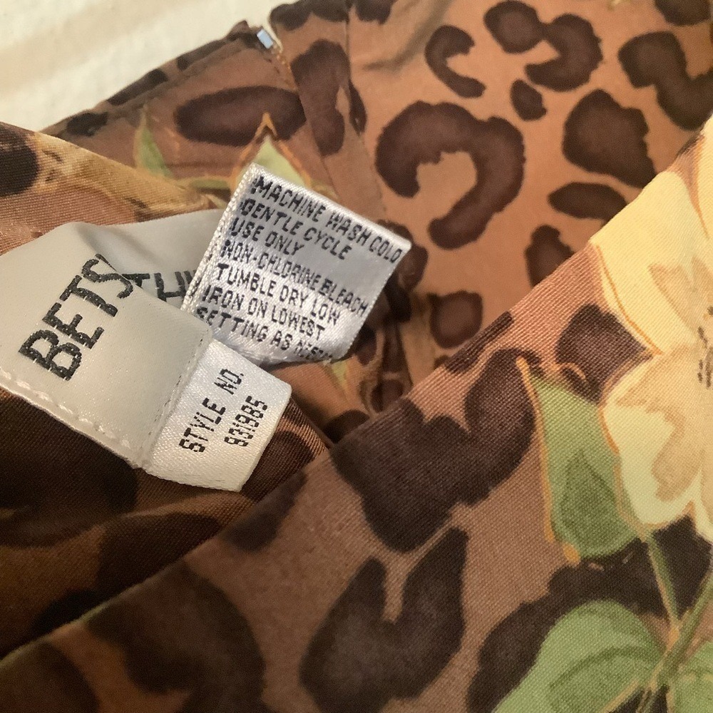 Betsy's Things Vintage Leopard Floral Print 2 Piece Set Peplum‎ Top Skirt 931985 - Picture 5 of 11